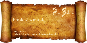 Hack Zsanett névjegykártya